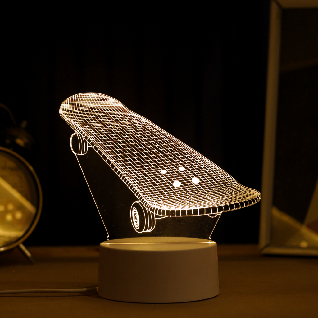 Luminária LED 3D de Mesa / Luz Noturna Presente Criativo / Decoração - skate, infantil
