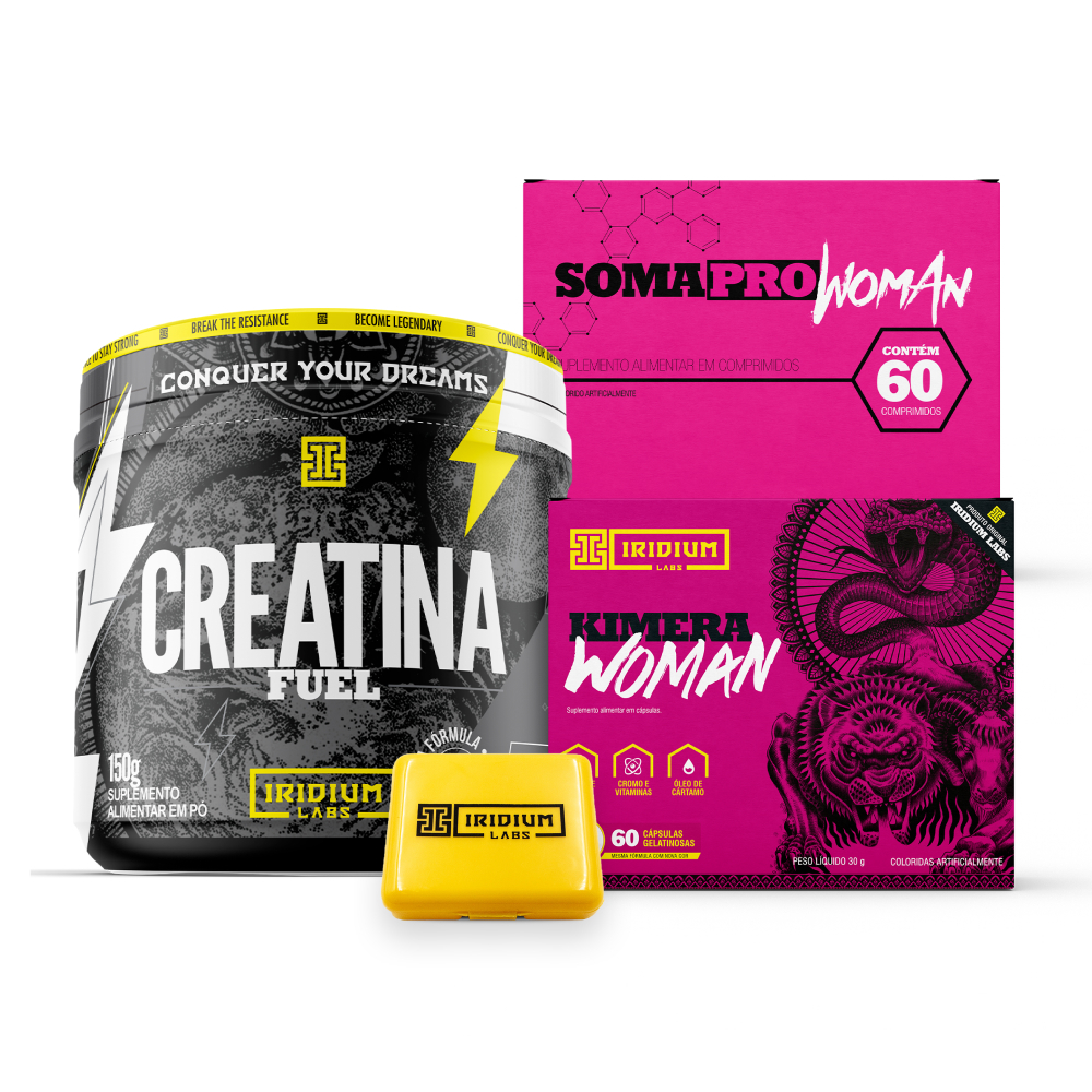 Kit Creatina Monohidratada Fuel 150g + Kimera Woman + Soma Pro Woman + Porta Cáps