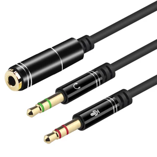 Cabo Adaptador de Audio P/ Headset, Fone de ouvido (P3 x P2) 1 P3 Fêmea x 2 P2 Macho, PC Notebook