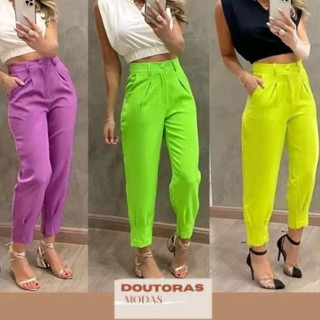 Calça Cenoura Jogger Alfaitaria Feminina Barra Com Ziper 815