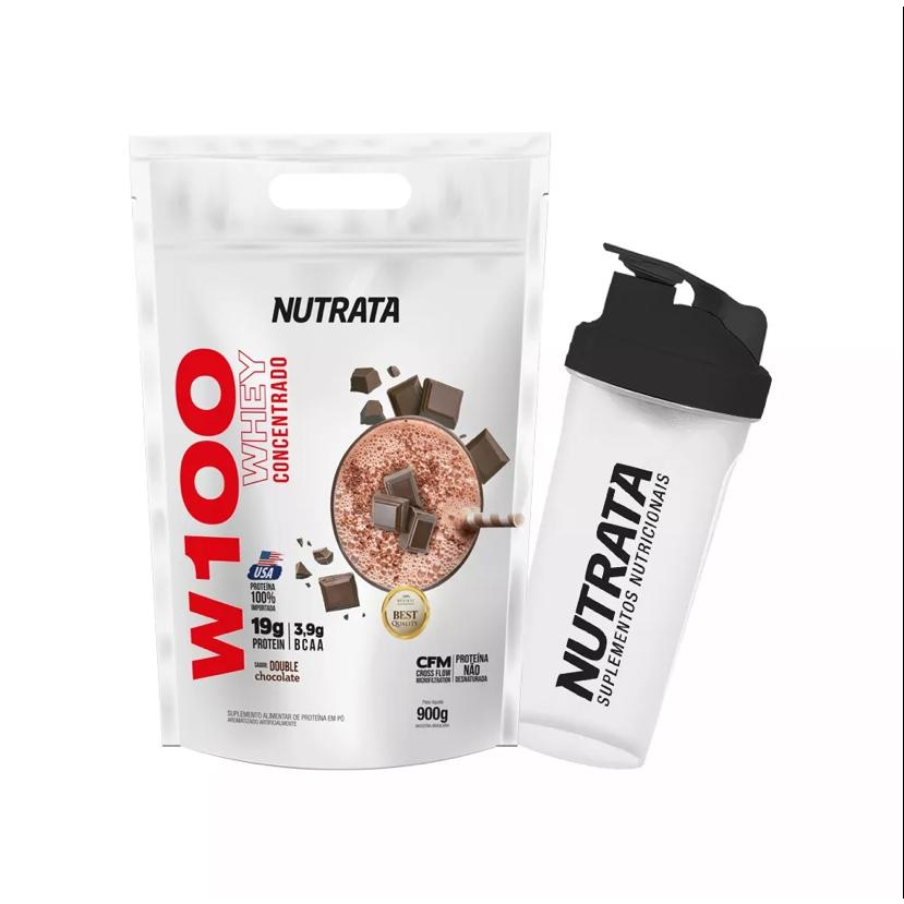 Whey Concentrado W100 Refil 900g + Coqueteleira Nutrata