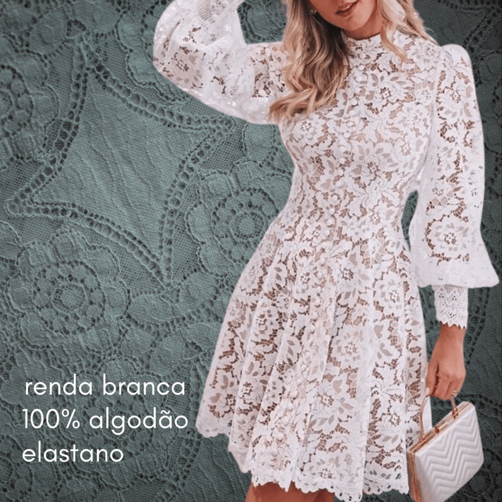 Tecido renda branca com elastano | Shopee Brasil