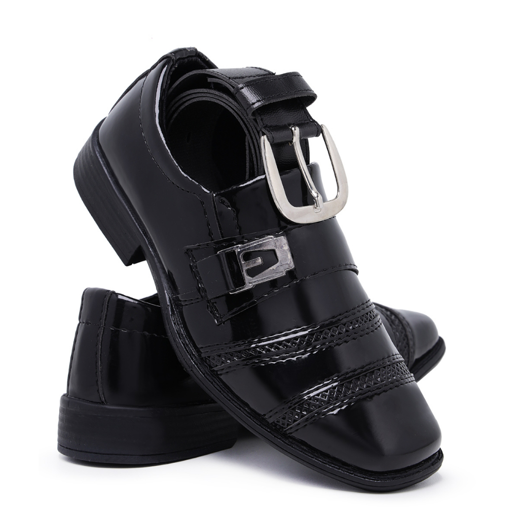 Kit Sapato Social Infantil Masculino 443 Com Cinto Cores Pajem