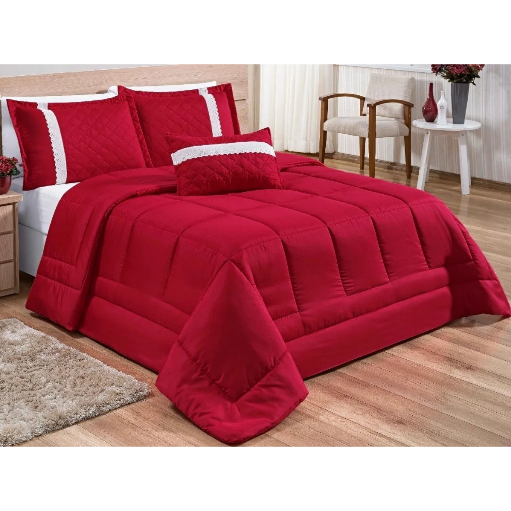 Jogo Edredom 5 Peças Kit Oliveira para Cama Casal Queen