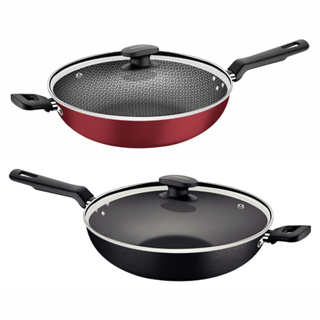 Panela Wok Tramontina 28cm 3,3l Loreto Antiaderente com tampa de vidro forno fogão assados cozidos churrasco