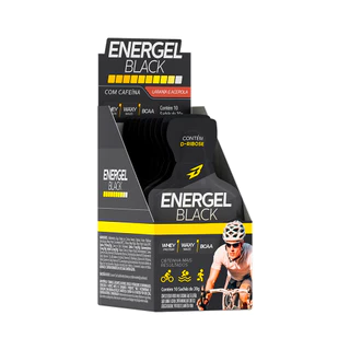 Energel Black Caixa 10 Sachês de 30g Cada - Bodyaction - Gel de Carboidrato com Cafeína