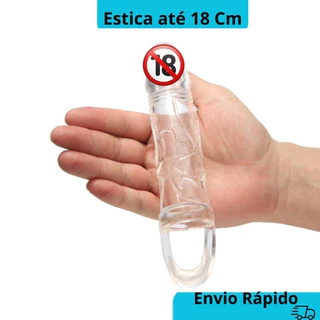 Capa Peniana Extensora Com Apoio Engrossa Aumenta Ereção Em Silicone