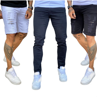 Kit 2 Bermudas Com 1 Calça Jeans Masculina Coleção Nova