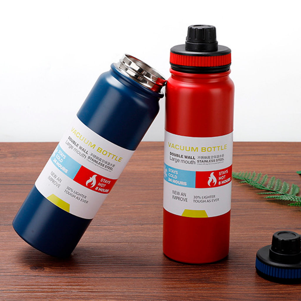 Garrafa Térmica de 800ml Esportiva com Alça de Suporte para Passeios Treinos Academias