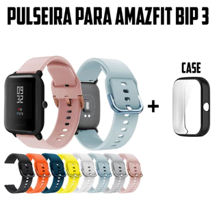 Pulseira para amazfit bip 3 e 3 pro de silicone + CASE TPU amazfit colorida de substituição
