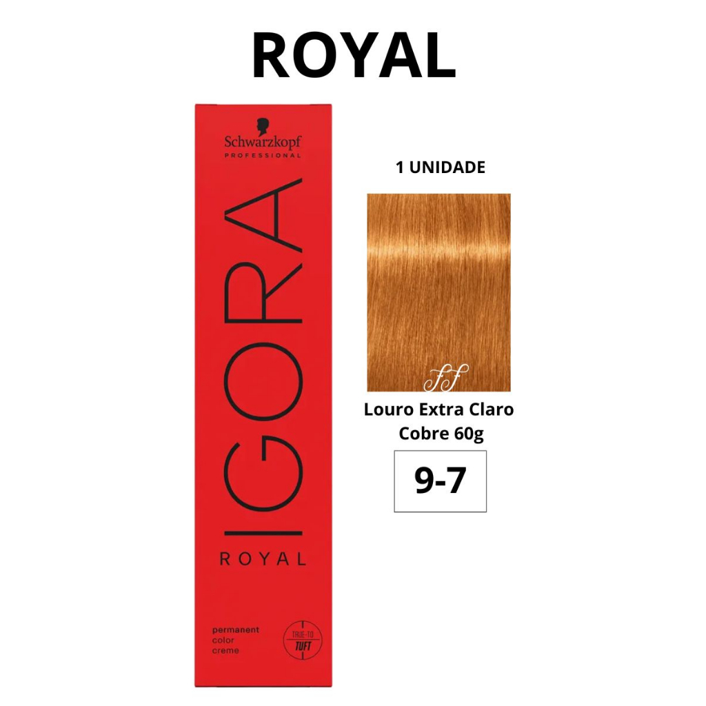 Igora Royal Tinta 9.7 (2 U) + Ox 40 Vol. 12% (2 U) Kit Ruivo 9-7 - Louro  Extra Claro Cobre