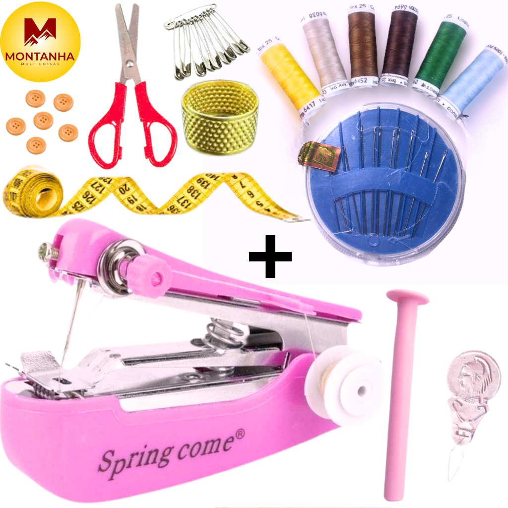 Maquina De Costura Portátil Manual De Mão Spring Come + Jogo De Costura ...