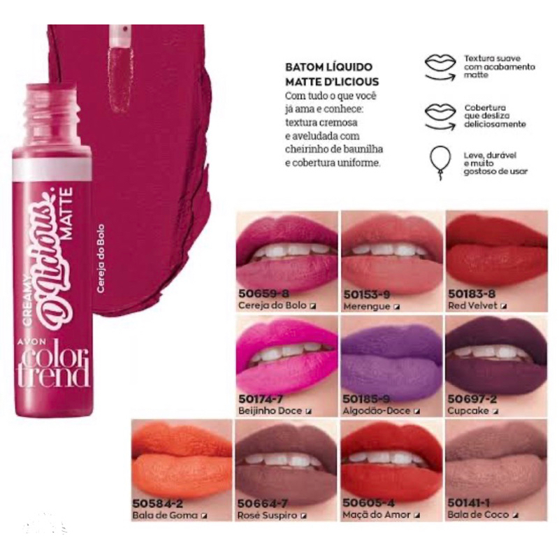Batom Líquido Matte Delicious Color Trend Avon, 4 ml | Shopee Brasil