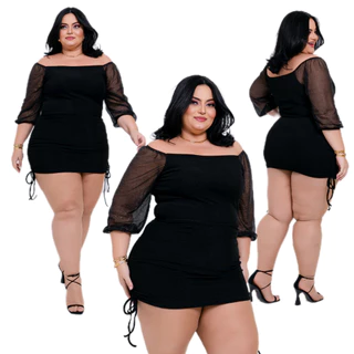 Vestido Plus Size Feminino Lurex Brilho Festa