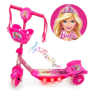 Patinete Barbie lançamento Musical e Luzes 3 Rodas com cesta + Surpresa Entrega em Todo Brasil