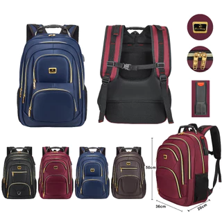 Mochila Notebook Impermeável Faculdade Zíper Dourado Trabalho Viagem Usb/Fone Cabo De Aço 30556