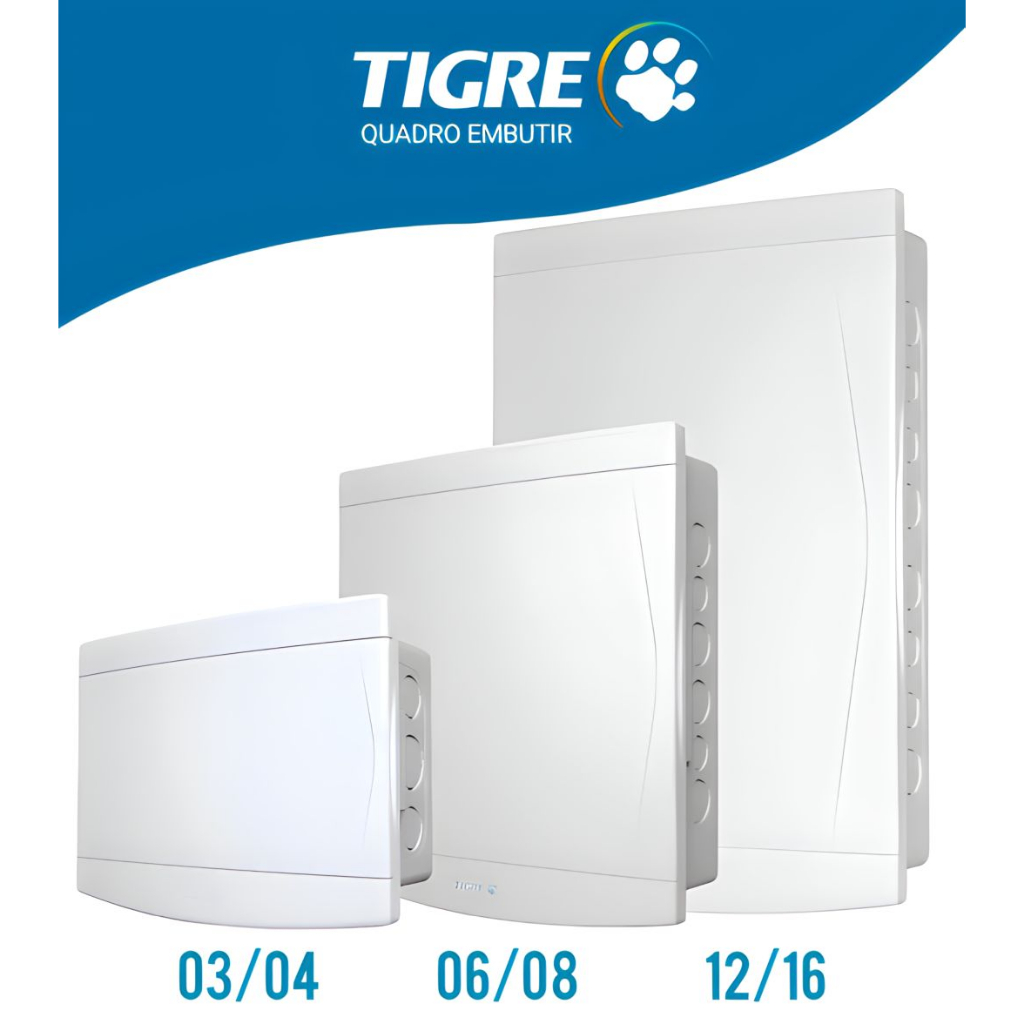 Quadro de distribuição caixa embutir pvc branco Tigre Residencial e Comercial Antichamas