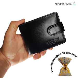 Carteira Masculina Ymity Original Couro 100% Legítimo Bovino Premium com Fecho de Pressão e Porta Moedas