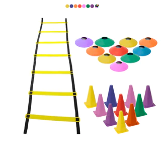 Kit Funcional Agilidade Treinamento Treino Futebol Futsal 10 Cones 10 Chapéu Chinês