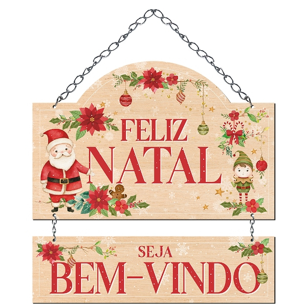 Enfeites de Natal Placa Para Decoração Com Cordão Frase: Ho Ho Ho, Feliz  Natal