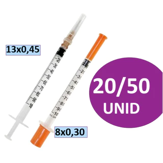 Seringa 1ml C/ Ag. 13x0,45 (26G) e 8x0,30 (30G) 20/50 Unidades Medix