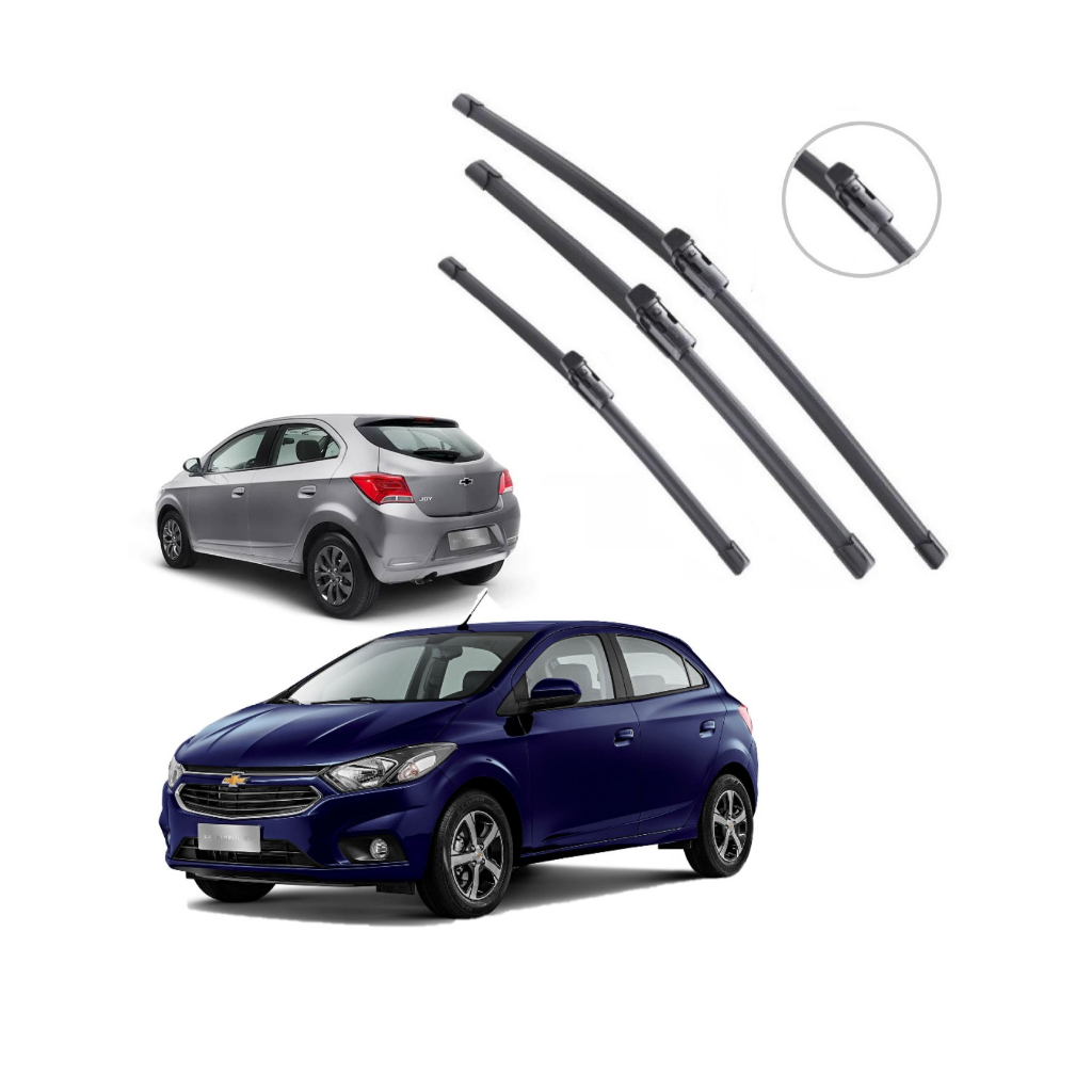 3 Palhetas Limpador de Para-brisa Silicone Onix 2012 a 2018