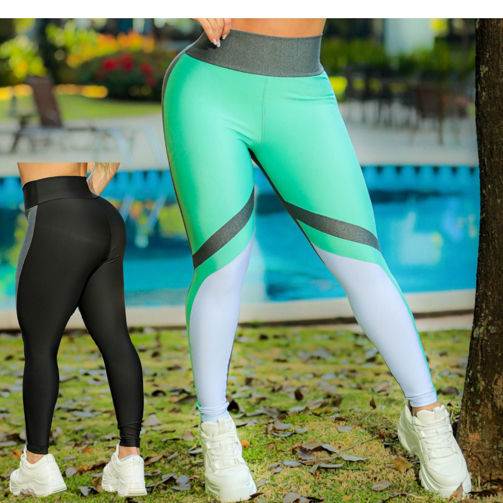 Calça Legging Cintura Alta com Recortes para Academia