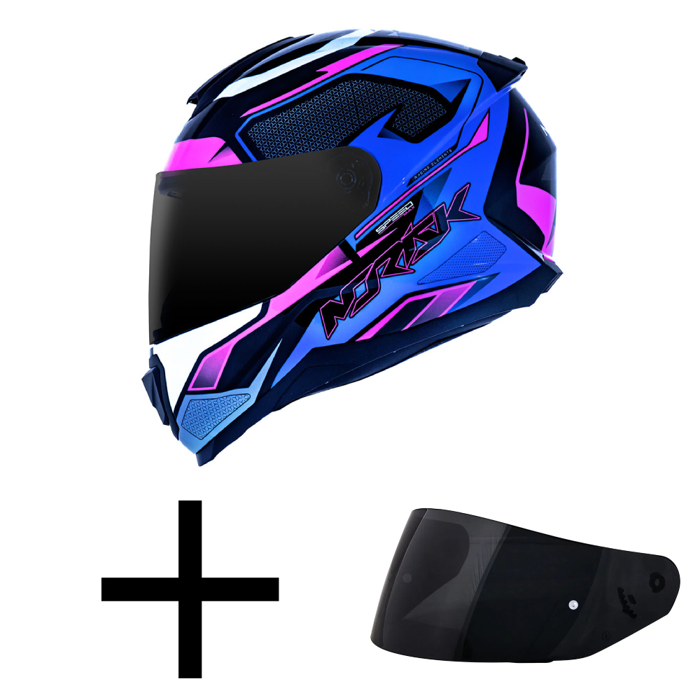 Capacete Norisk Razor Speed Max Azul e Roxo Mais Viseira Fumê | Shopee ...