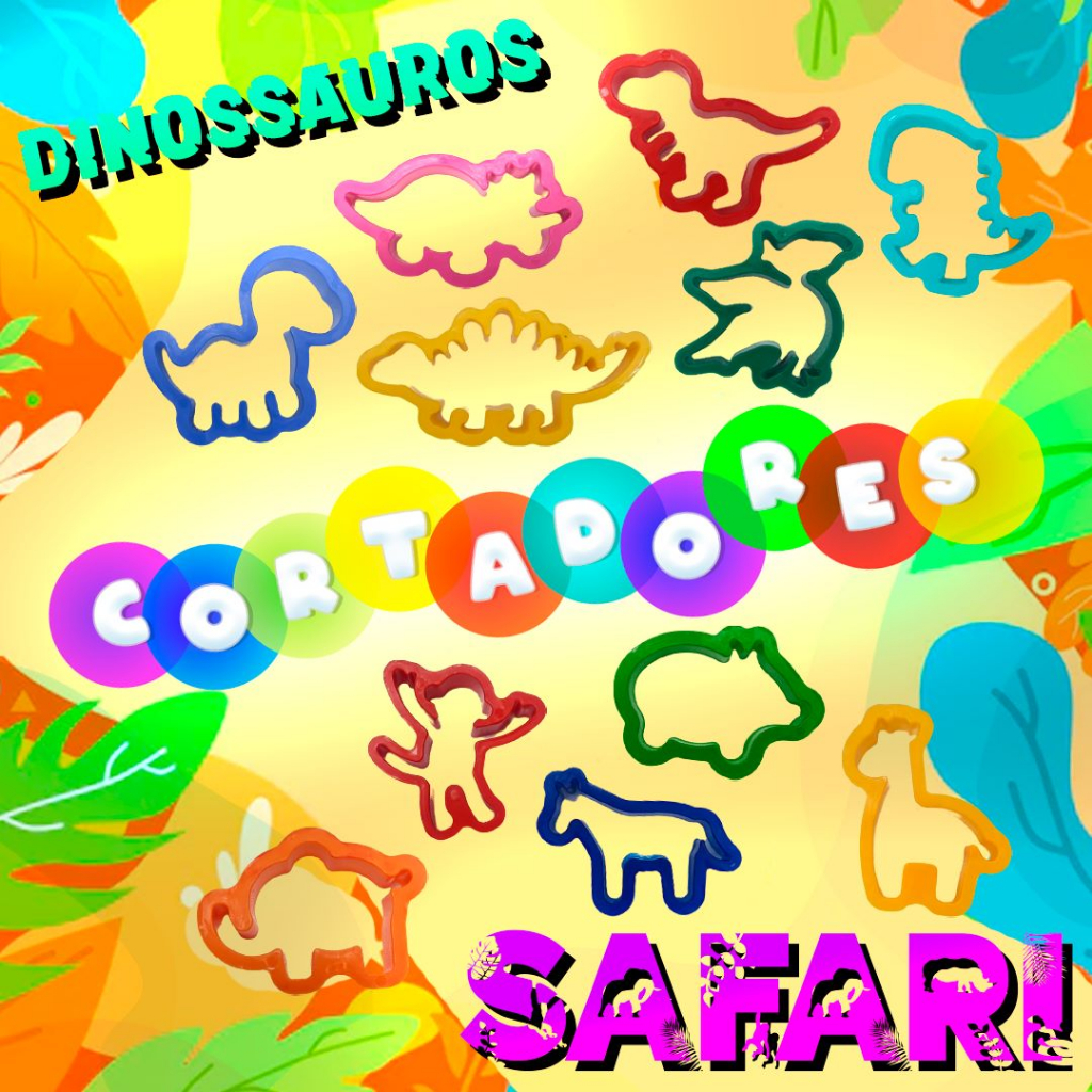 100 Cortador de Massinha Forminha Dinossauro Safari Animais Lançamento