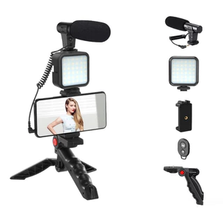 Kit Youtuber Vlog Live Tripé Suporte Celular Led Microfone MB-3004