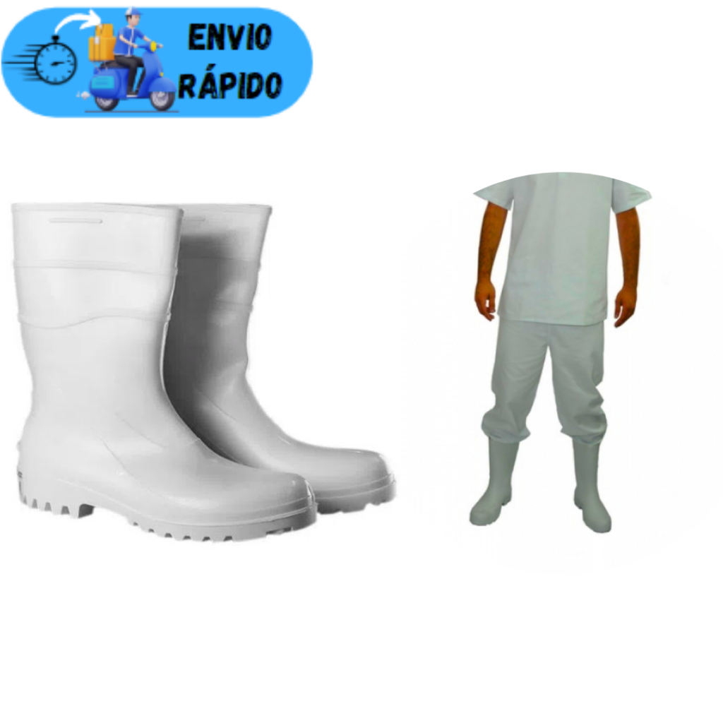 BOTA DE PVC IMPERMEAVEL ANTIDERRAPANTE BRANCA PARA LIMPEZA AÇOUGUEIRO ...