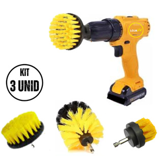 Kit 3 Escovas De Limpeza Pesada Para Parafusadeira Furadeira