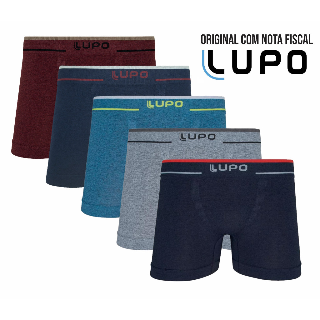 Cueca Lupo 733 Kit 5 Peças Boxer Microfibra Sem Costura