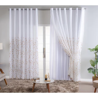 Cortina Voil Flame Bordada c/ Forro Microfibra 2,70mts X 2,20mts