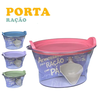 Pote Armazenador De Ração Com Pá e capacidade de 1kg - para Cachorro Gato e outros animais domésticos
