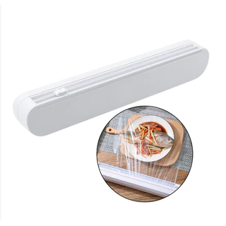Cortador De Plástico Filme Suporte Ajustável Dispenser Plástico Filme Descartável Ventosa Aderente Selador Comida Cozinha Embalagem