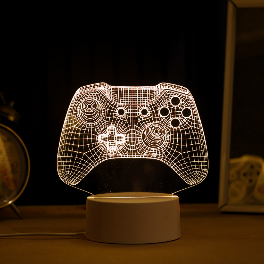 Luminária LED 3D de Mesa / Luz Noturna Presente Criativo / Decoração - Controle X-box, manete