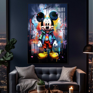 Quadro Mickey Inteligência IA Sala Colorido Abstrato Anime Criança