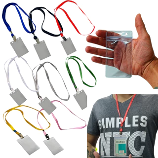 10 Cordão Porta Crachá Jacaré Suporte Cartão Transparente Impermeável Evento Publicidade