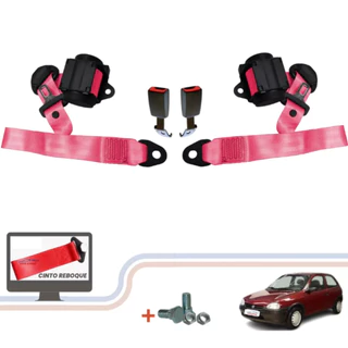 Kit Cintos Segurança Retrátil Dianteiro Chevrolet Corsa Wind Rosa Pink