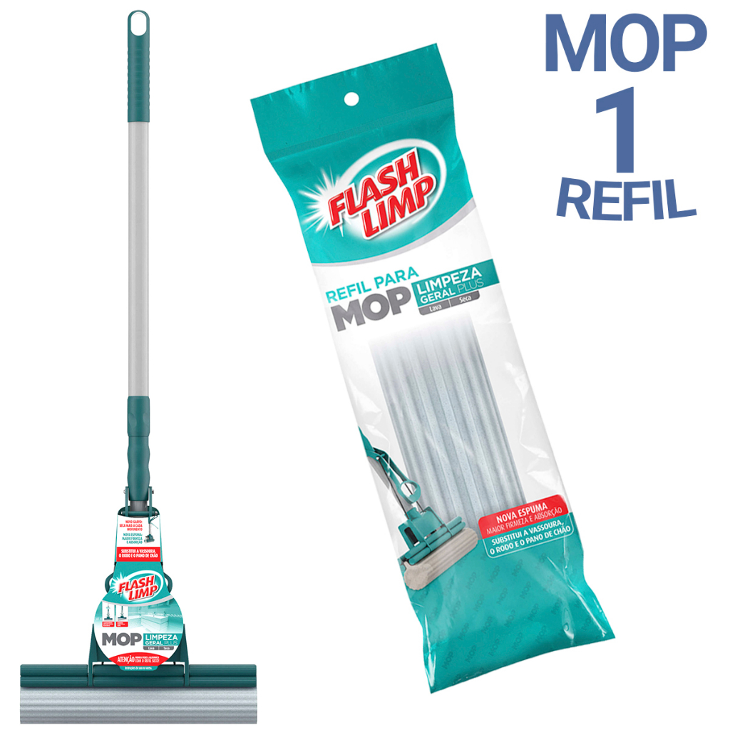 Mop Rodo Magico Flash Limp Original Limpeza Geral Plus Casa