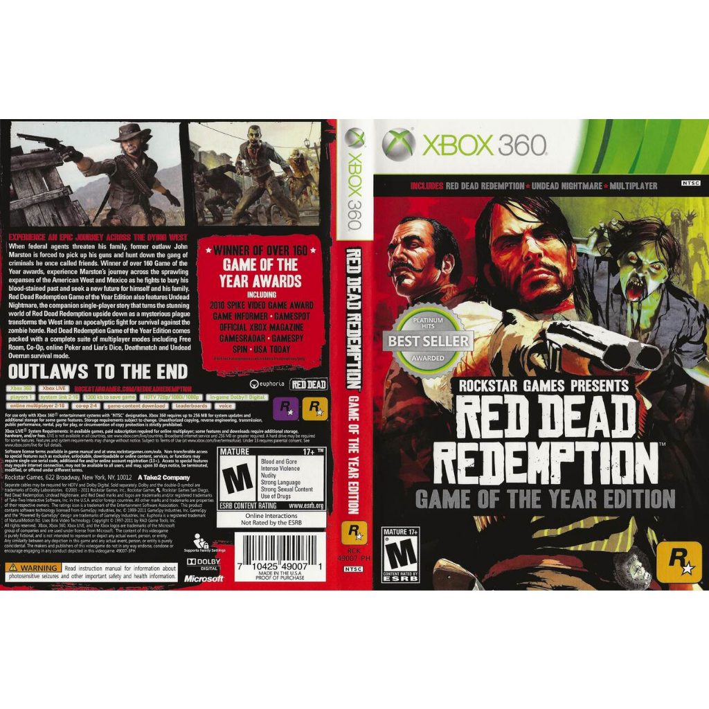 Red dead redemption edicao jogo do ano goty xbox 360 xbox one