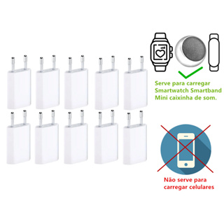 Kit 10 Fonte Usb Carregador Adaptador Tomada 5v 1a Bivolt para Smartband Smartwatch Caixinha de som