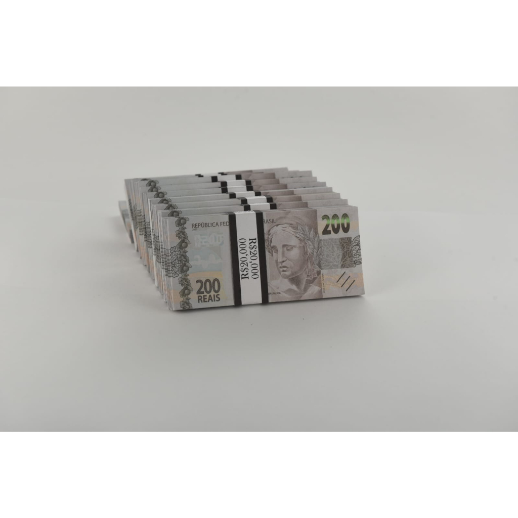 Nota Dinheiro 200,00 Reais Pct C/ 100 Cédulas Fake | Shopee Brasil