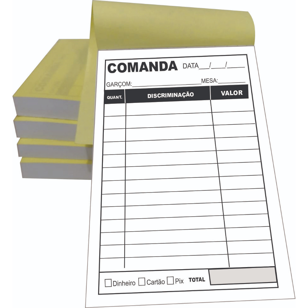 5 Blocos de Comanda c/ 100 Folhas para Lanchonete, Barzinho ...