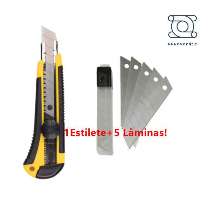 Estilete Profissional De Alta Qualidade Com 5 Lâminas 18mm