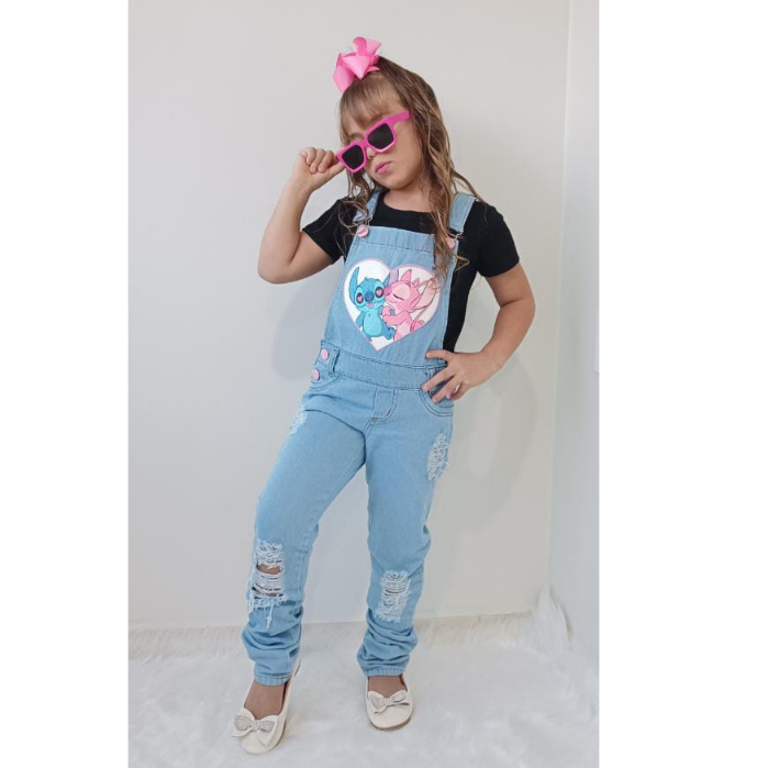 Macacão jeans sale feminino longo infantil