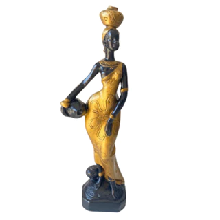 Africana para decoração Com jarro escultura de Sala Enfeite de casa Dourado com Preto
