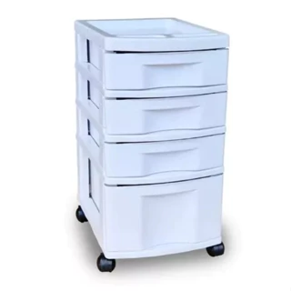Gaveteiro Organizador Branco Com 4 Gavetas e Rodinhas - 591