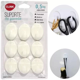 Suporte Organizador De Parede 3,5x2x1,5cm Gancho Em Plástico Com 9 Ganchos Gancho Suporta Até 5Kg Branco